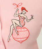Mischief Made Pink Holiday Swing Cropped Cardigan - Unique Vintage - Womens, TOPS, SWEATERS