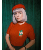 Mischief Made Red Candy Cane Kitten Sweater - Unique Vintage - Womens, TOPS, SWEATERS