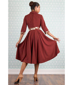 Miss Candyfloss Burgundy Alizee Swing Dress - Unique Vintage - Womens, DRESSES, A - LINE