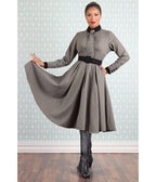 Miss Candyfloss Grey Plaid Manel Abalone Dress - Unique Vintage - Womens, DRESSES, A - LINE