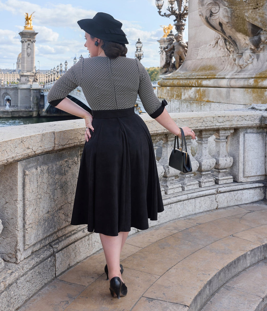 Miss Candyfloss Plus Size Black Josephine Lou Swing Dress - Unique Vintage - Womens, DRESSES, A - LINE