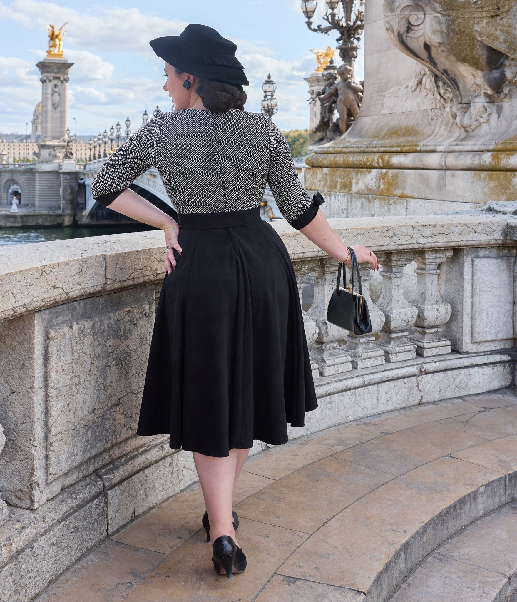 Miss Candyfloss Plus Size Black Josephine Lou Swing Dress - Unique Vintage - Womens, DRESSES, A - LINE