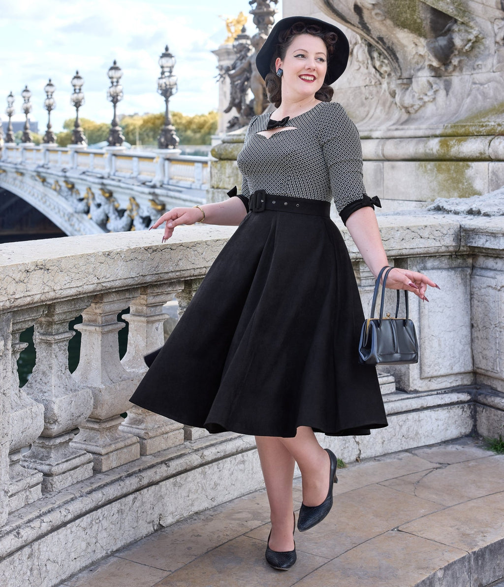 Miss Candyfloss Plus Size Black Josephine Lou Swing Dress - Unique Vintage - Womens, DRESSES, A - LINE