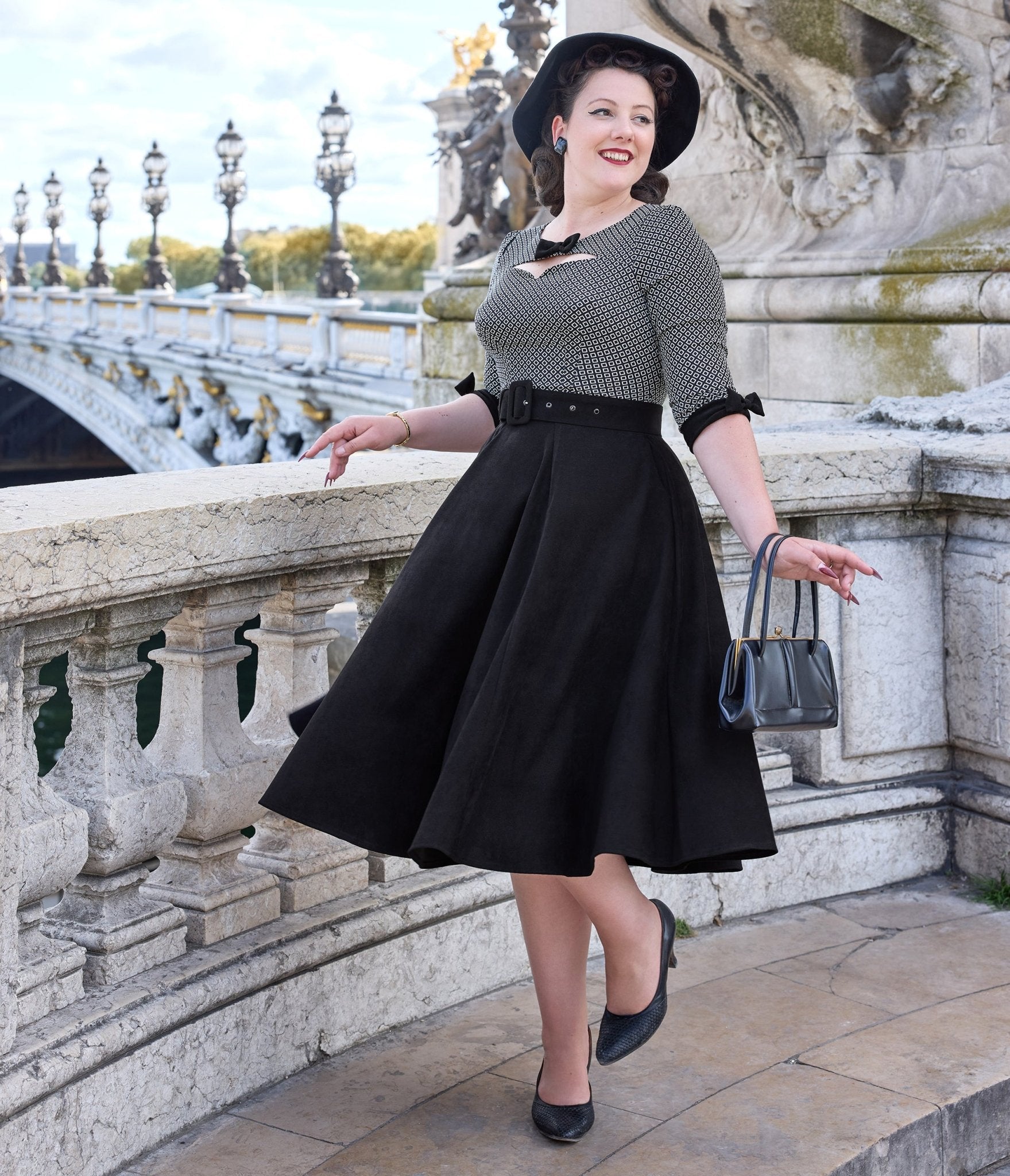 Miss Candyfloss Plus Size Black Josephine Lou Swing Dress - Unique Vintage - Womens, DRESSES, A - LINE