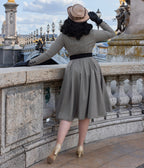 Miss Candyfloss Plus Size Grey Plaid Manel Abalone Dress - Unique Vintage - Womens, DRESSES, A - LINE