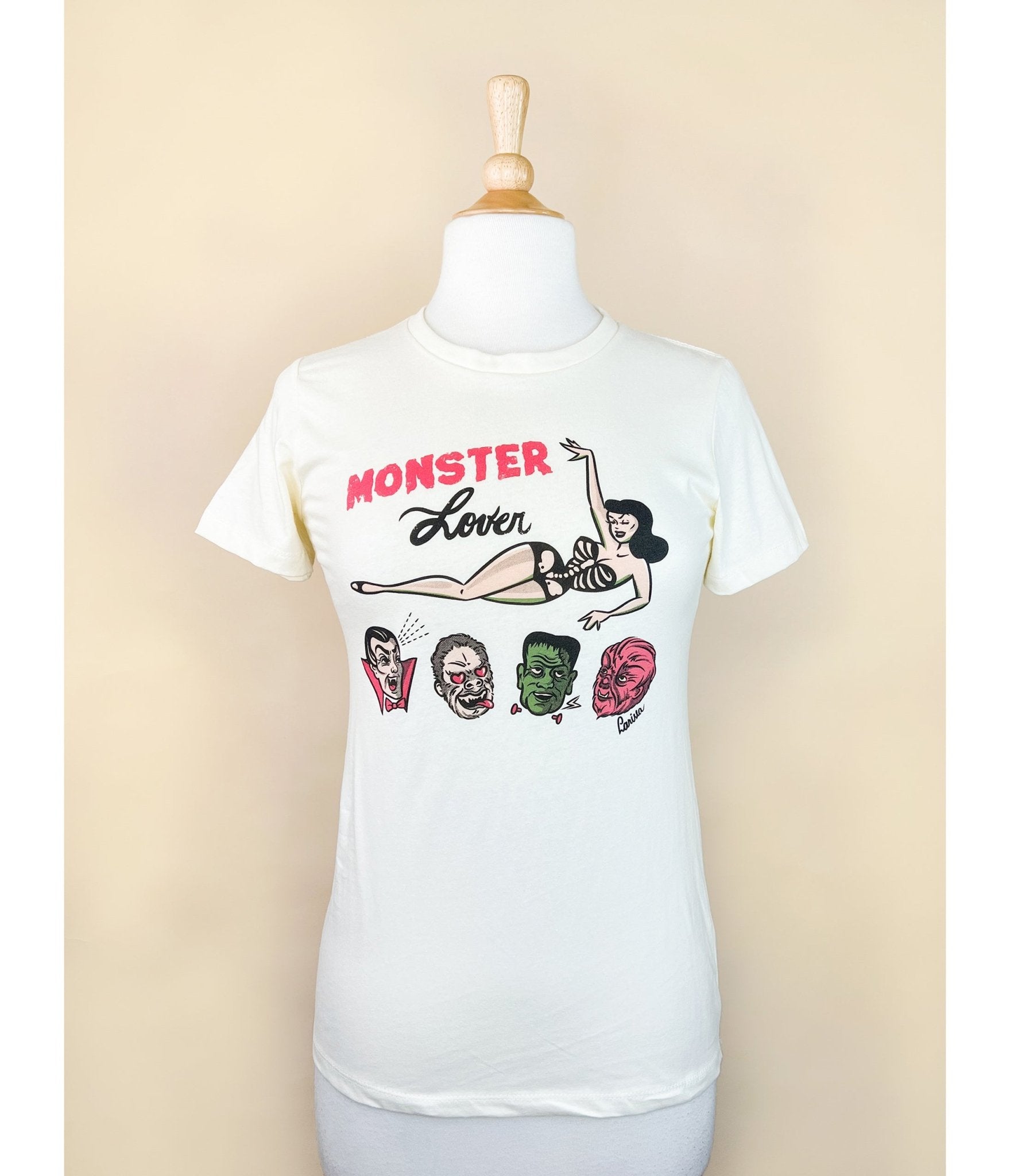 Monster Lover Fitted Graphic Tee - Unique Vintage - Womens, TOPS, TEES