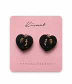 Morticia & Gomez Heart Stud Earrings - Unique Vintage -