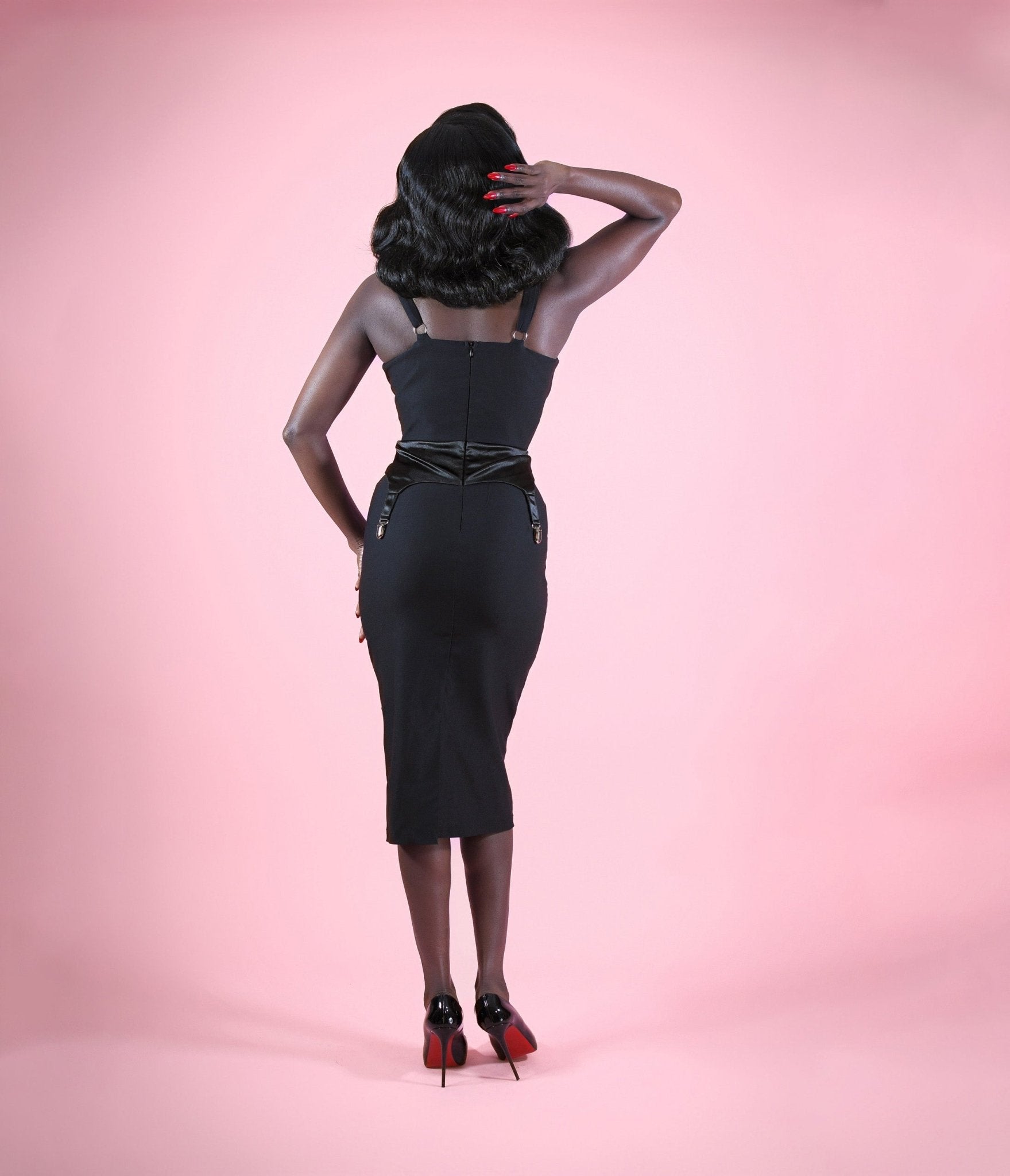 Mortisha X Elle Rebel Black Madame Mortisha Dress - Unique Vintage - Womens, DRESSES, MIDI