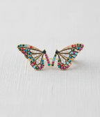 Multicolor Crystal Butterfly Stud Earrings - Unique Vintage - Womens, ACCESSORIES, JEWELRY