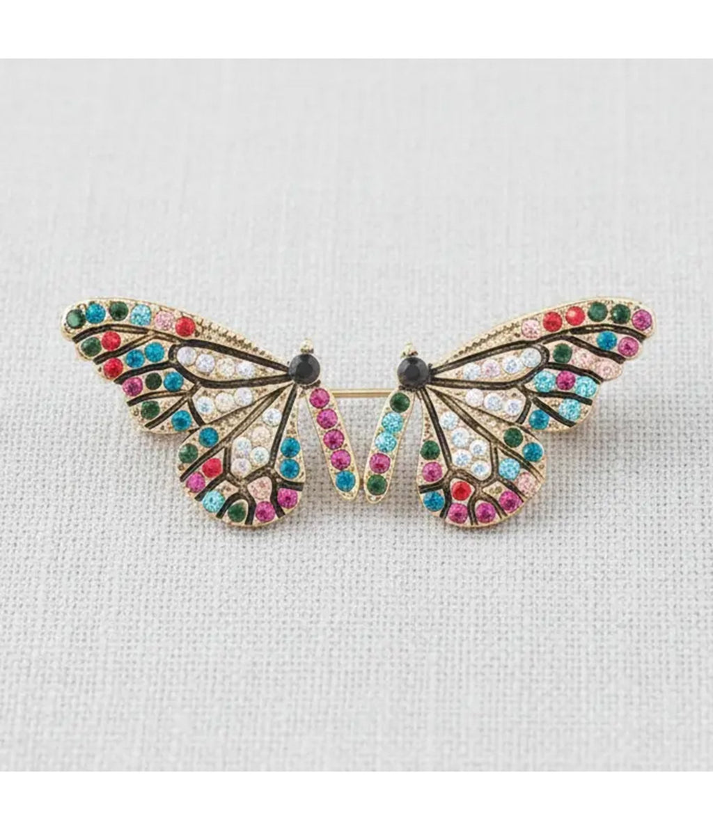 Multicolor Crystal Butterfly Stud Earrings - Unique Vintage - Womens, ACCESSORIES, JEWELRY