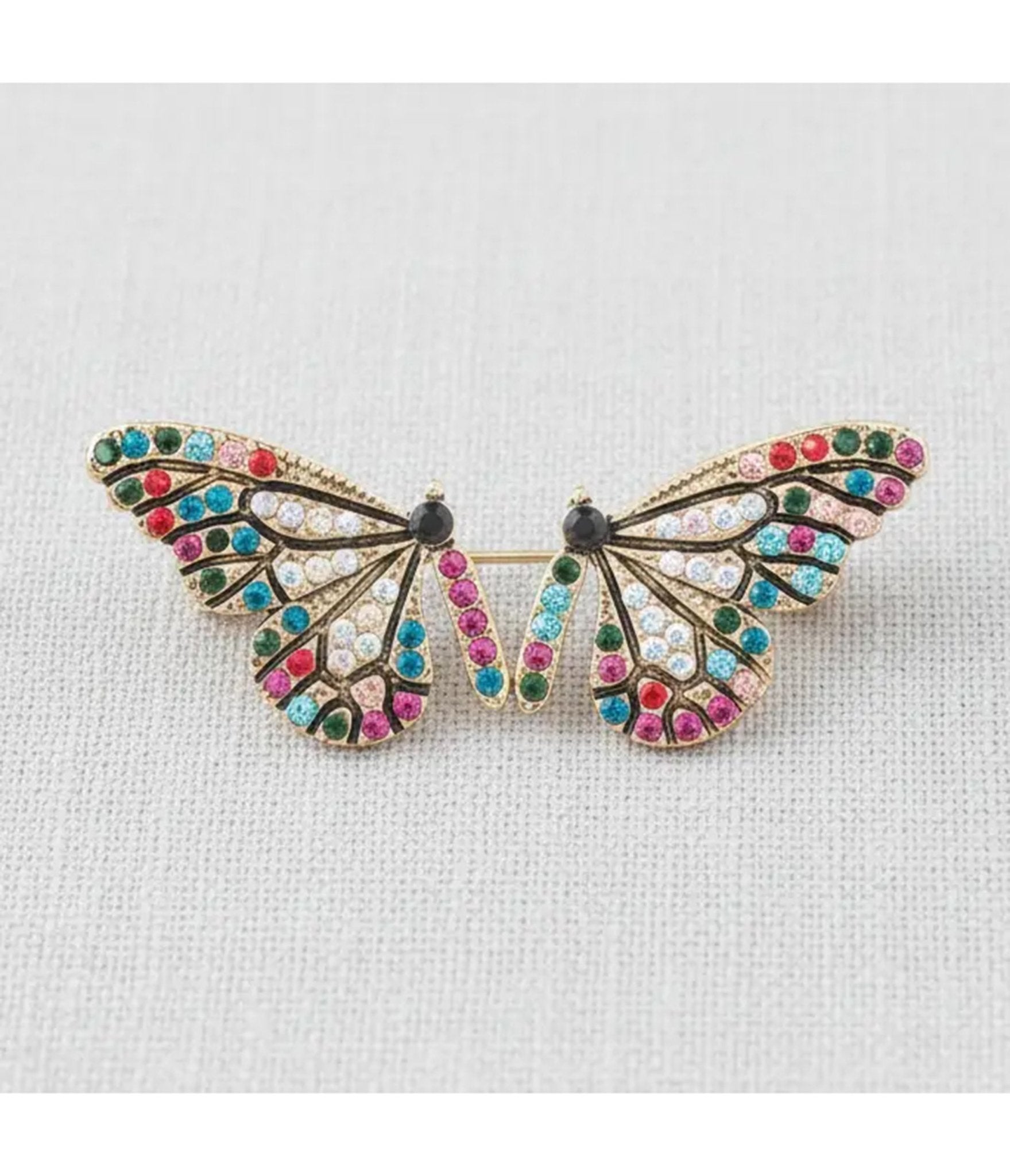 Multicolor Crystal Butterfly Stud Earrings - Unique Vintage - Womens, ACCESSORIES, JEWELRY