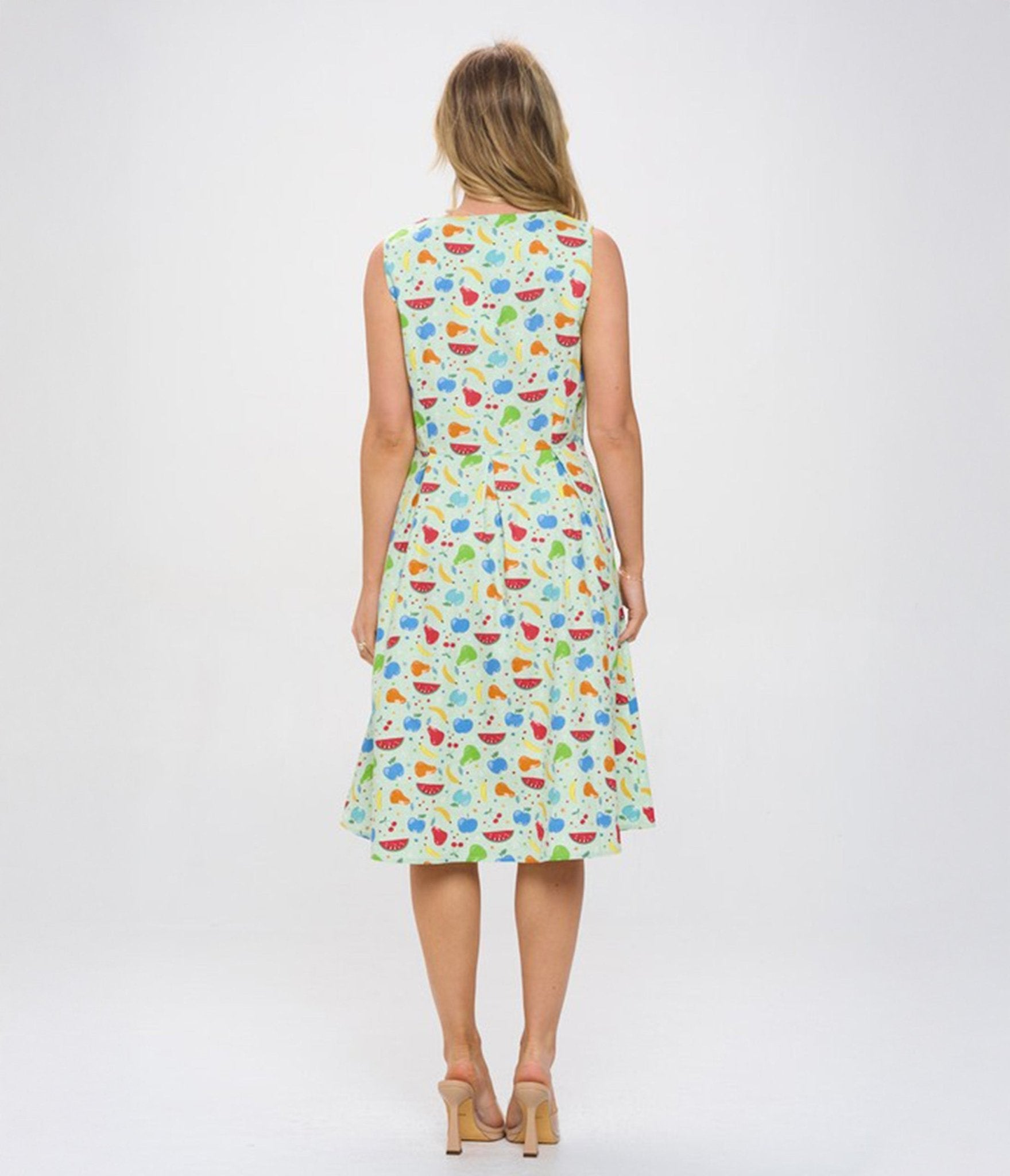 Multicolor Fruit Print Cotton Swing Dress - Unique Vintage - Womens, DRESSES, SWING