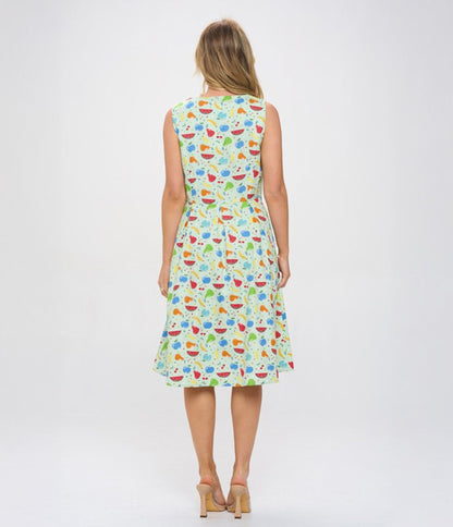 Multicolor Fruit Print Cotton Swing Dress - Unique Vintage - Womens, DRESSES, SWING