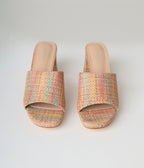 Multicolor Raffia Mule Sandals - Unique Vintage - Womens, SHOES, HEELS