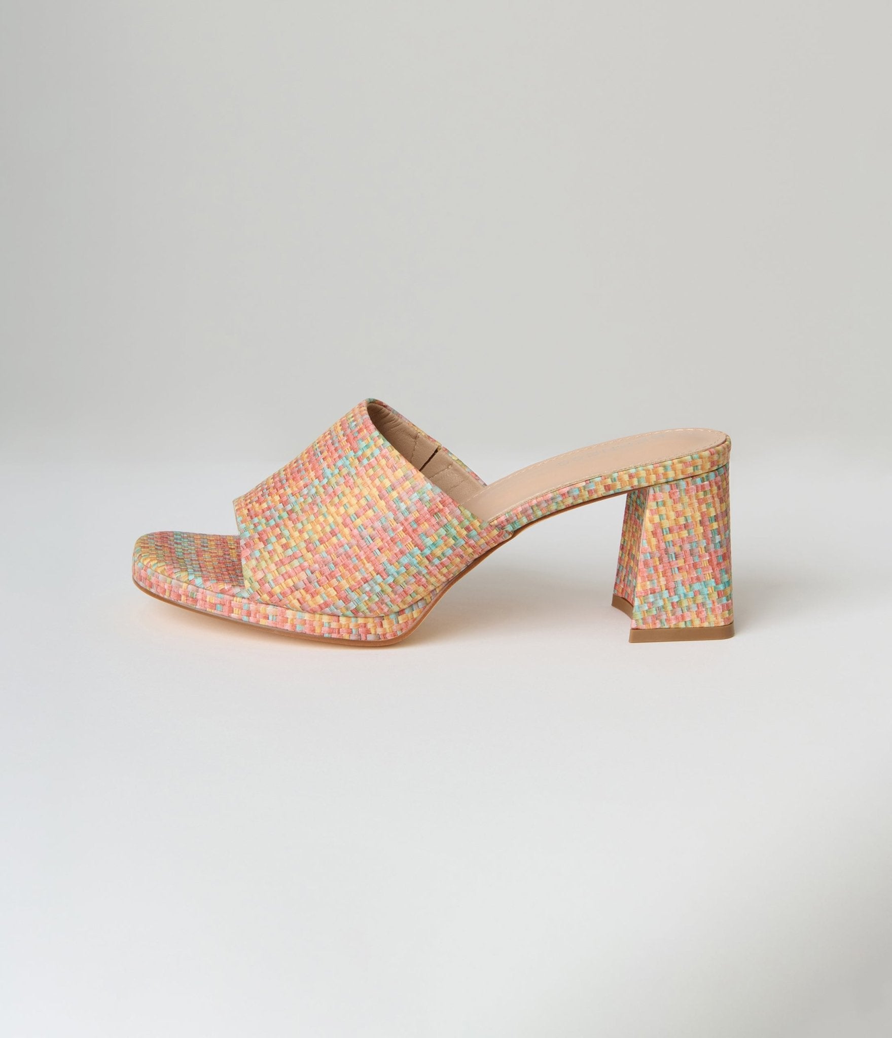 Multicolor Raffia Mule Sandals - Unique Vintage - Womens, SHOES, HEELS