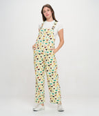 Multicolor Rooster Print Cotton Overalls - Unique Vintage - Womens, BOTTOMS, ROMPERS AND JUMPSUITS