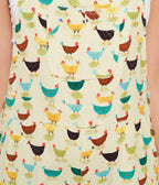 Multicolor Rooster Print Cotton Overalls - Unique Vintage - Womens, BOTTOMS, ROMPERS AND JUMPSUITS