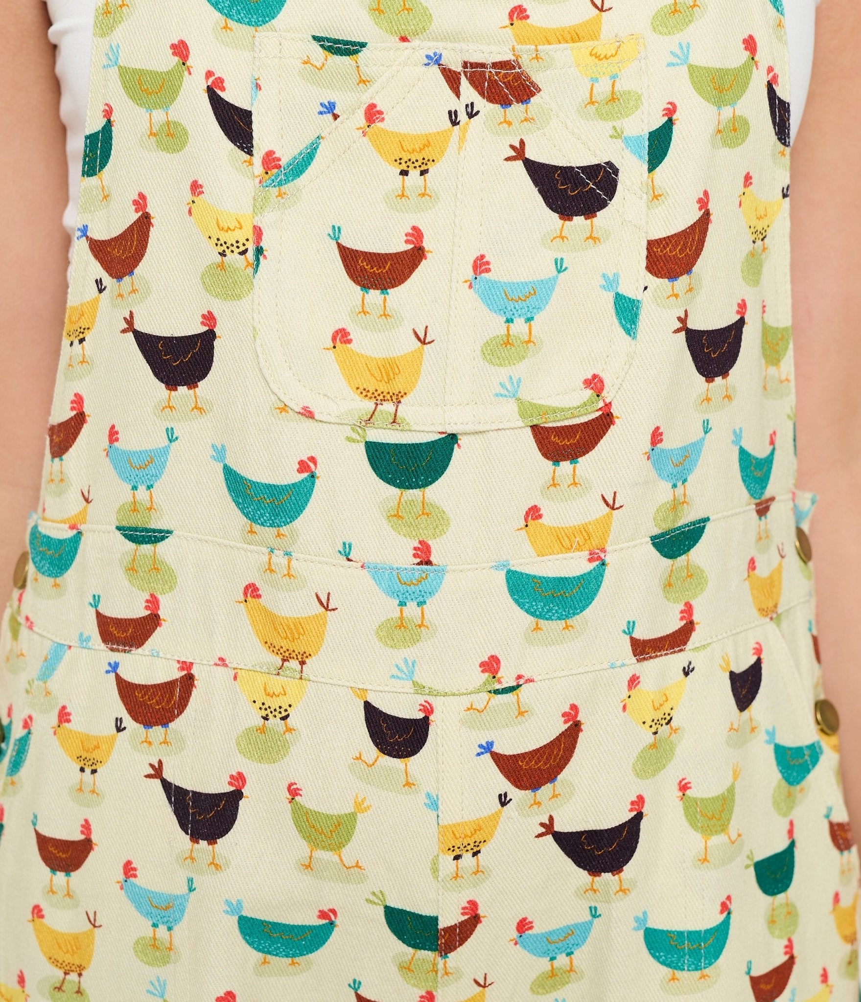 Multicolor Rooster Print Cotton Overalls - Unique Vintage - Womens, BOTTOMS, ROMPERS AND JUMPSUITS