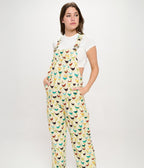 Multicolor Rooster Print Cotton Overalls - Unique Vintage - Womens, BOTTOMS, ROMPERS AND JUMPSUITS