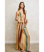 Multicolor Striped Wide Leg Pants - Unique Vintage - Womens, BOTTOMS, PANTS