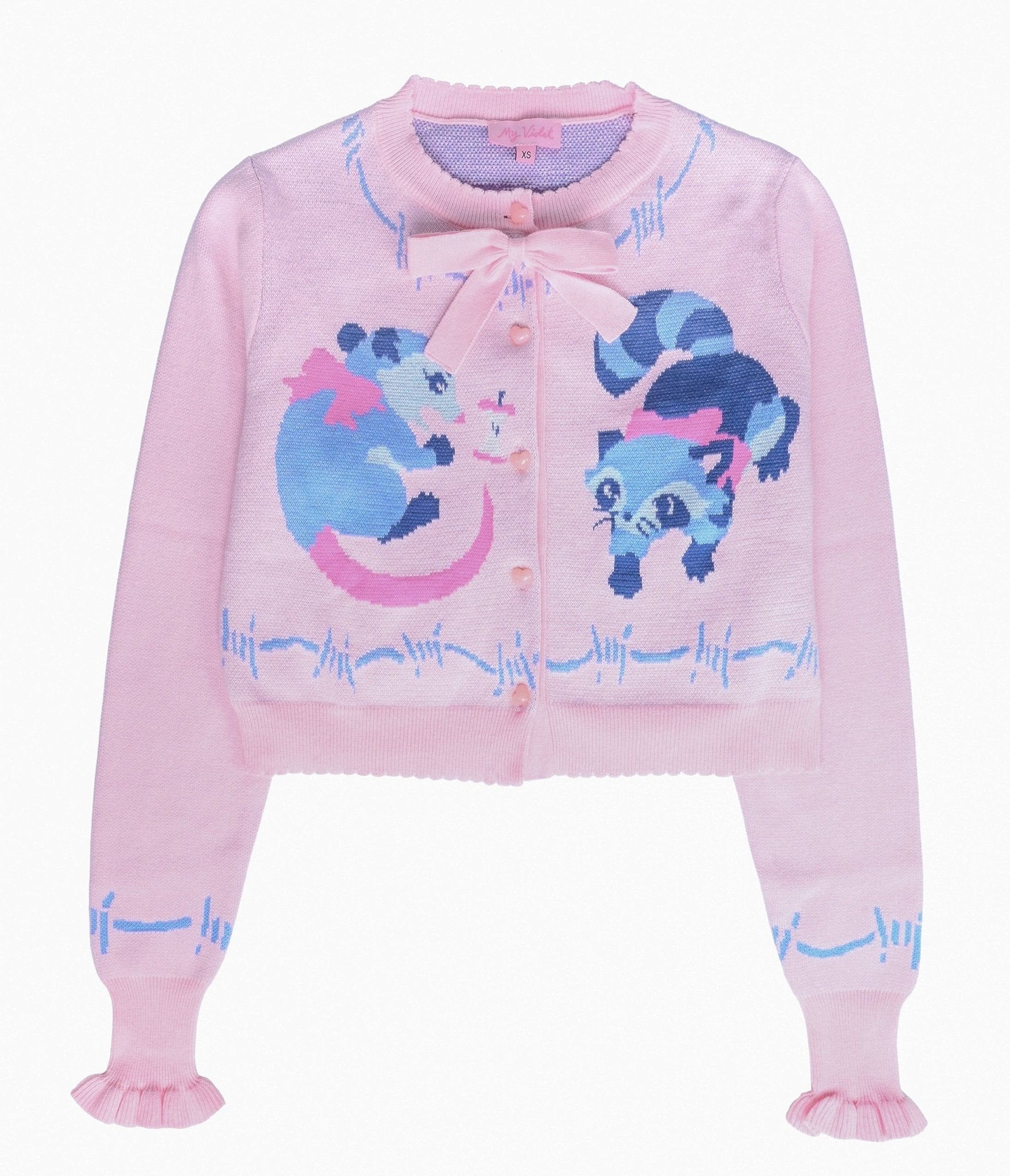 My Violet Pink Raccoon Print Trash Parade Cardigan – Unique Vintage