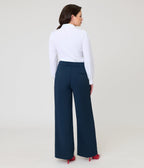 Navy 1950s Wide Leg Trousers - Unique Vintage - Womens, BOTTOMS, PANTS