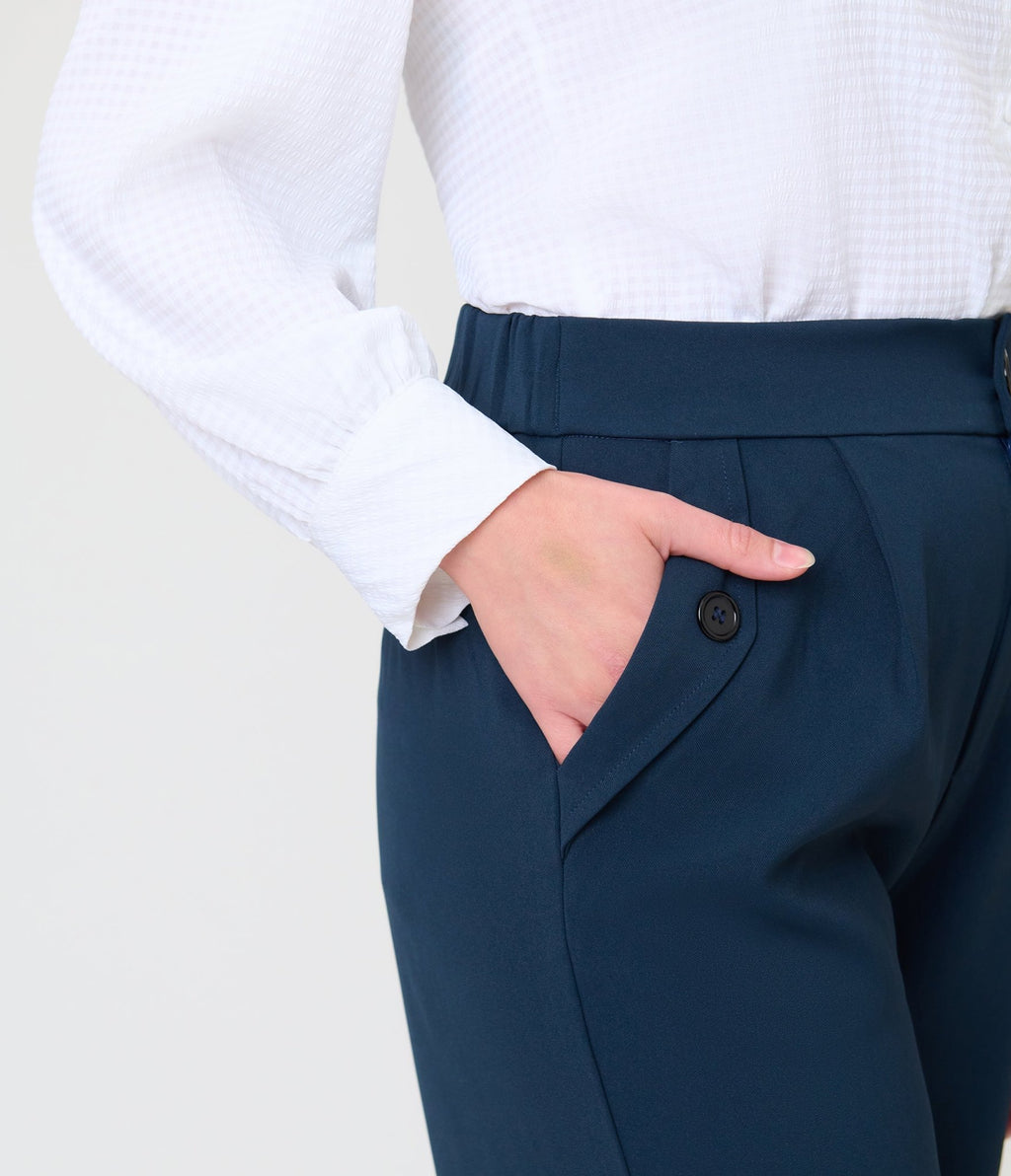 Navy 1950s Wide Leg Trousers - Unique Vintage - Womens, BOTTOMS, PANTS