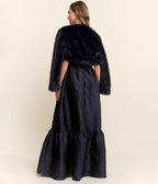 Navy Faux Fur Cropped Jacket - Unique Vintage - Womens, TOPS, OUTERWEAR