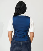 Navy Pin Stripe Vest - Unique Vintage - Womens, TOPS, WOVEN TOPS