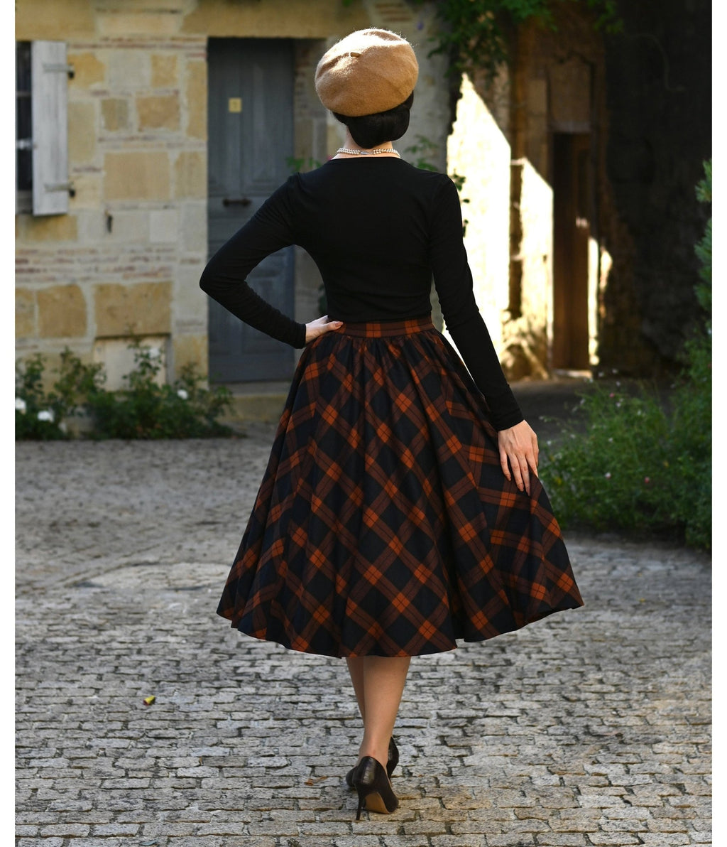 Navy & Rust Parker Swing Skirt - Unique Vintage - Womens, DRESSES, SWING