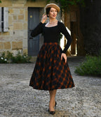 Navy & Rust Parker Swing Skirt - Unique Vintage - Womens, DRESSES, SWING
