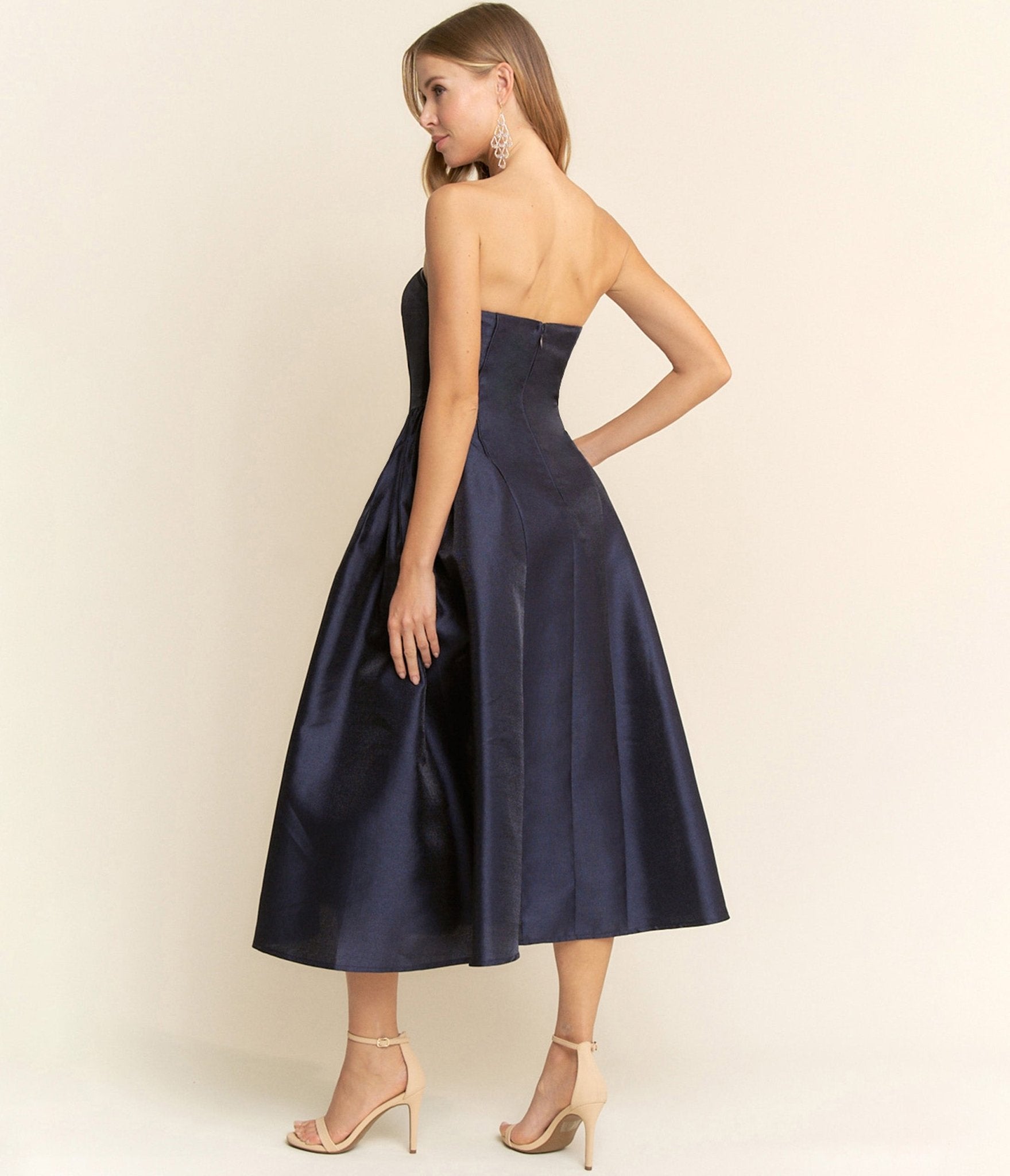 Navy Strapless Midi Dress - Unique Vintage - Womens, DRESSES, MIDI
