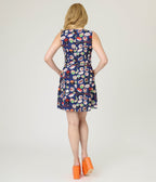 Navy Sushi Print Flare Dress - Unique Vintage - Womens, DRESSES, FIT AND FLARE