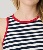 Navy & White Stripe Crop Tank Top - Unique Vintage - Womens, TOPS, KNIT TOPS