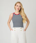 Navy & White Stripe Crop Tank Top - Unique Vintage - Womens, TOPS, KNIT TOPS