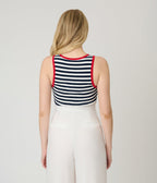 Navy & White Stripe Crop Tank Top - Unique Vintage - Womens, TOPS, KNIT TOPS