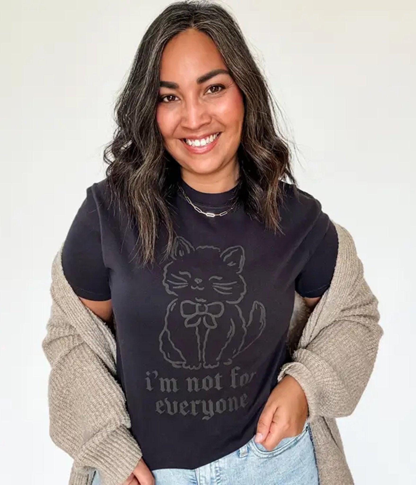 Not For Everyone Cat Unisex Graphic Tee - Unique Vintage - Womens, GRAPHIC TEES, TEES