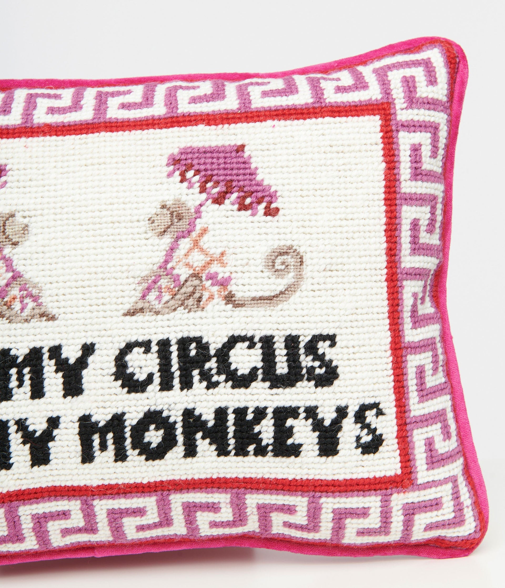 Not My Circus Not My Monkeys Needlepoint Pillow - Unique Vintage - Womens, ACCESSORIES, GIFTS/HOME