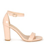 Nude Patent Leatherette Block Heel Sandals