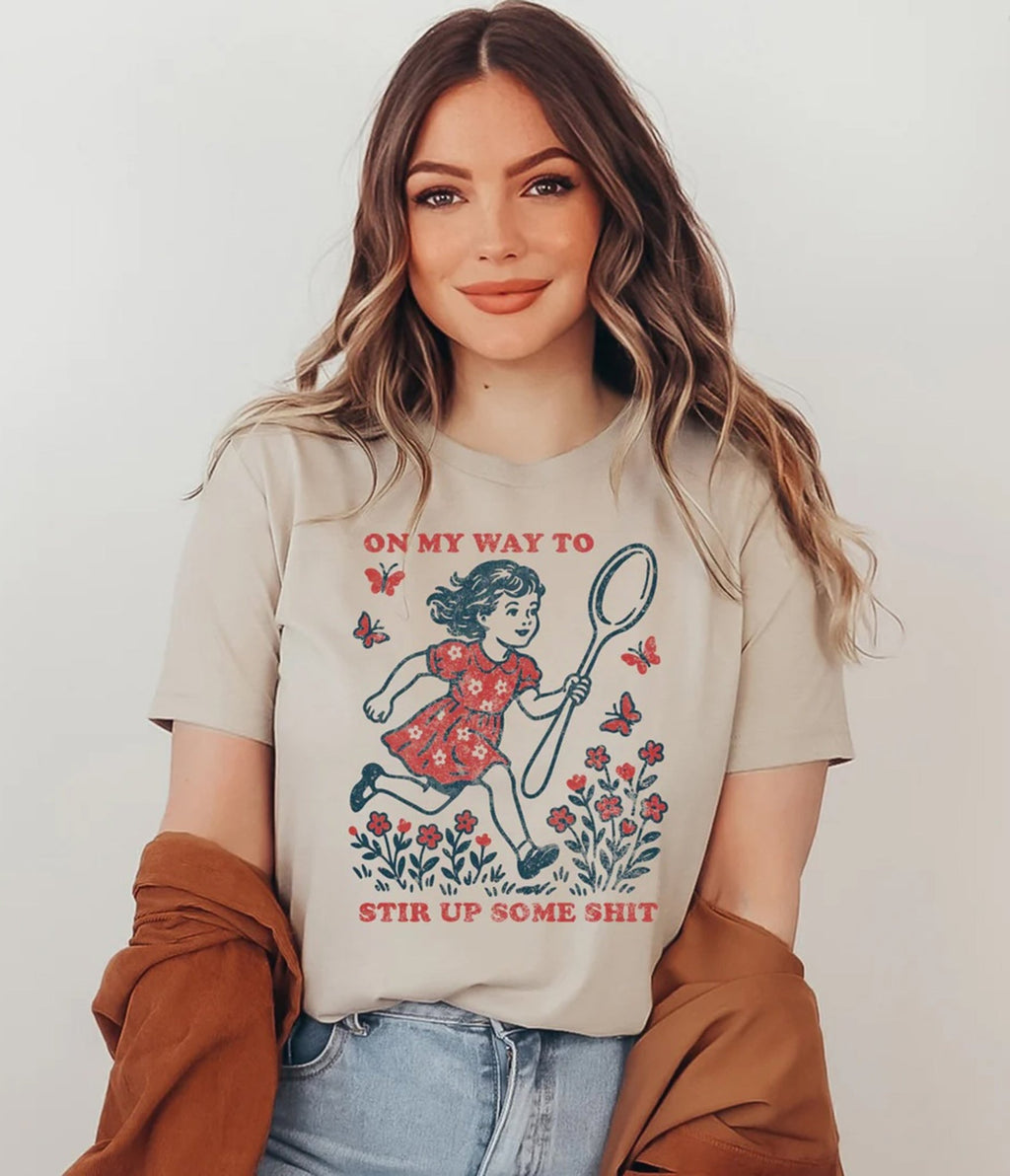 On My Way Unisex Graphic Tee - Unique Vintage - Womens, GRAPHIC TEES, TEES