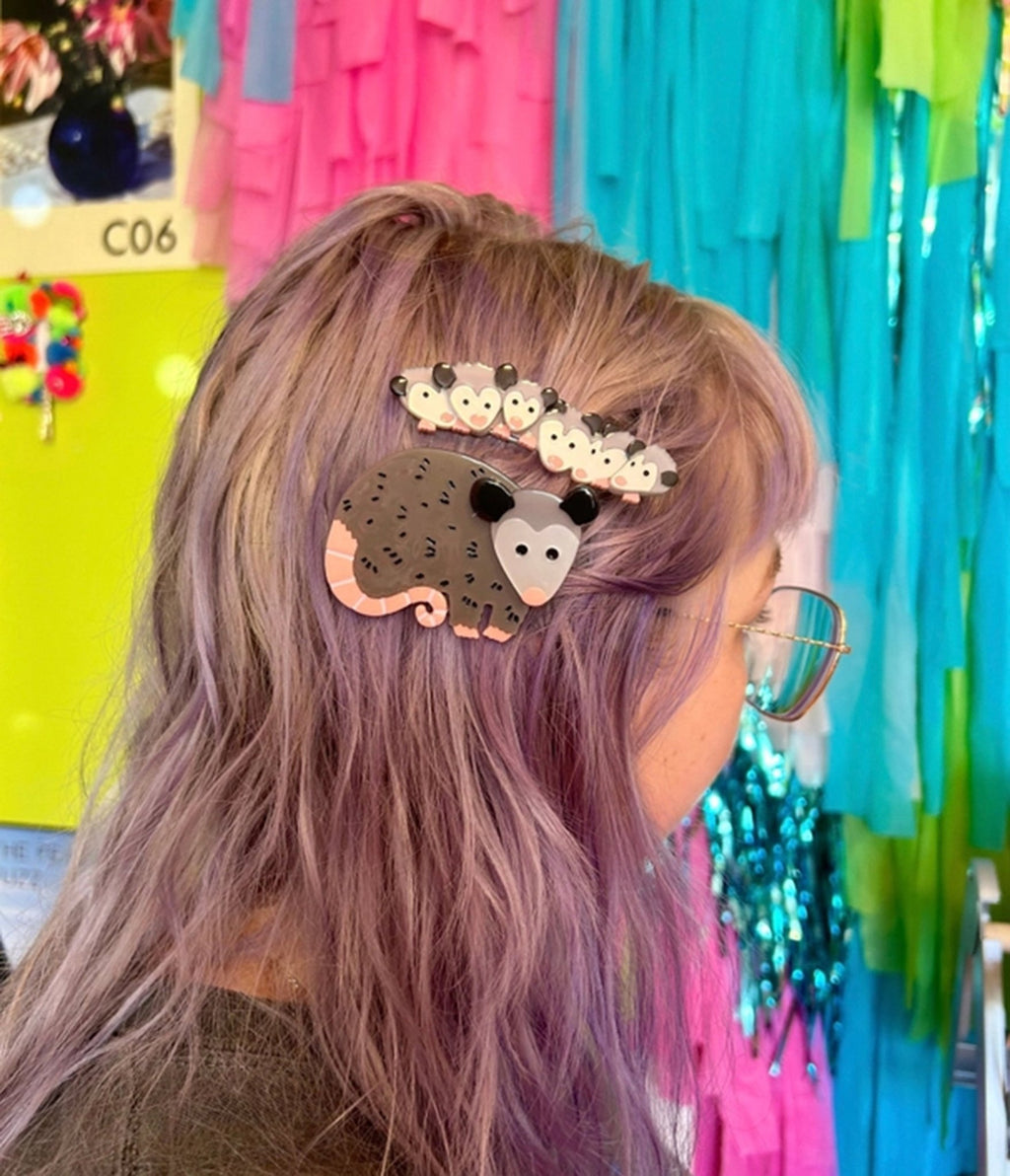 Opossum Family Hair Clip Set - Unique Vintage - Womens, ACCESSORIES, HAIR