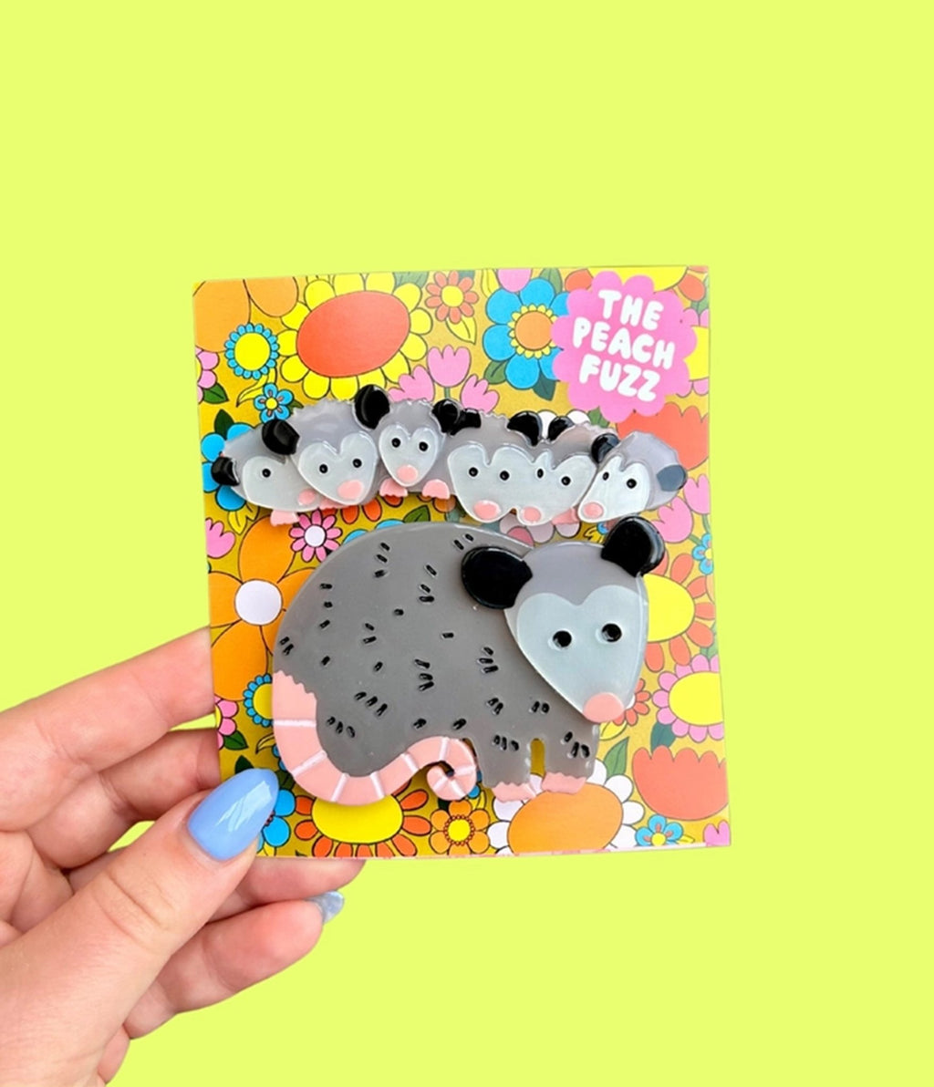 Opossum Family Hair Clip Set - Unique Vintage - Womens, ACCESSORIES, HAIR
