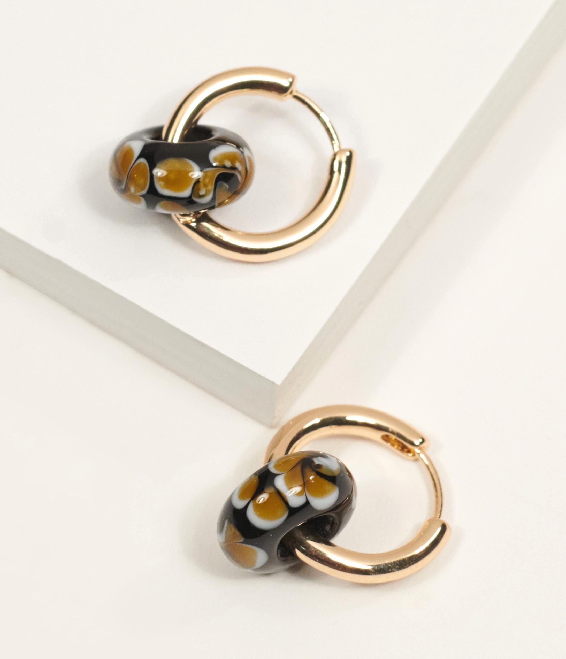 14K Gold Plated Beaded Hoop Earrings