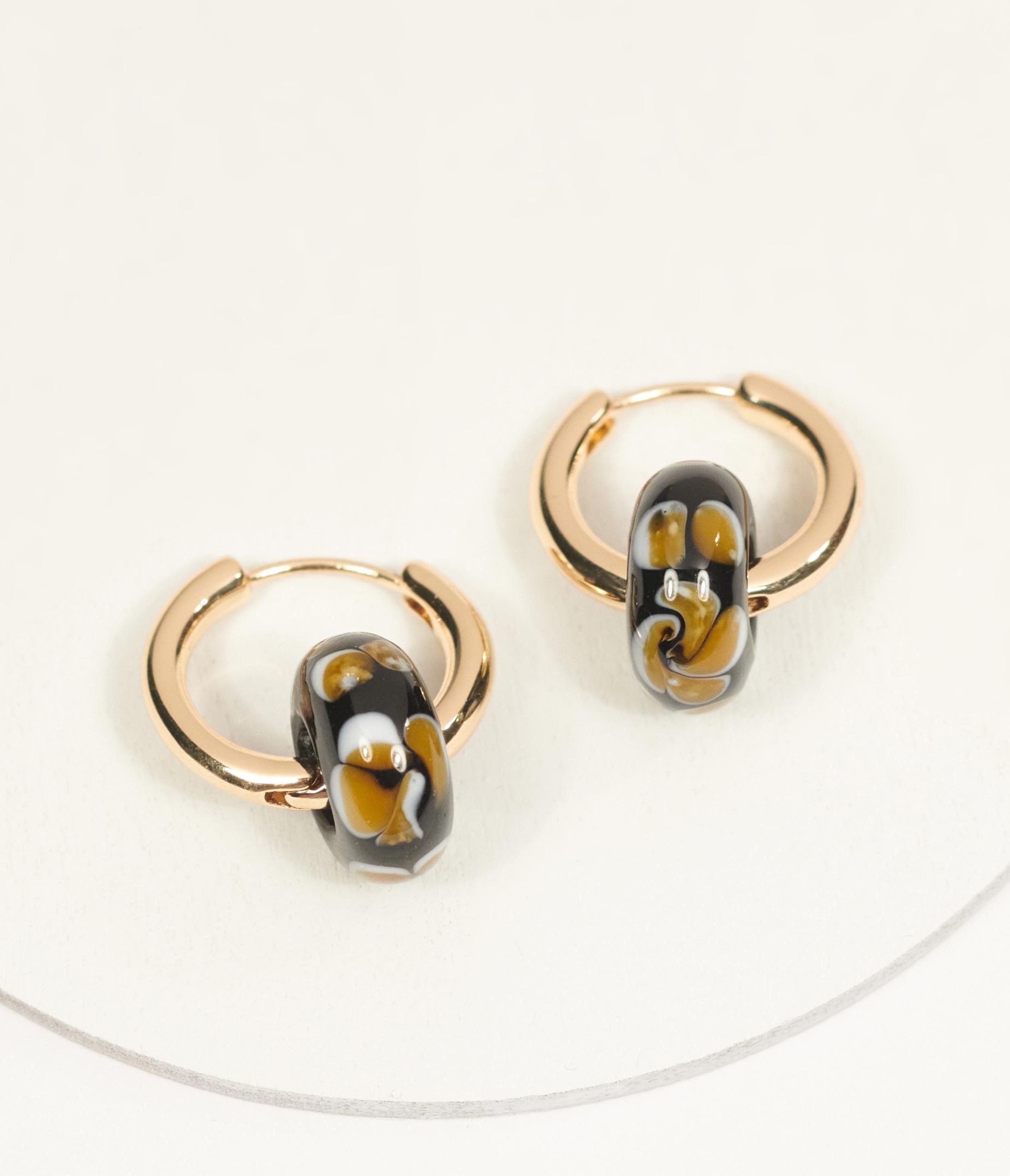 14K Gold Plated Beaded Hoop Earrings