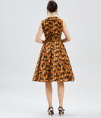 Orange Black Cat Print Jani Swing Dress - Unique Vintage - Womens, DRESSES, SWING