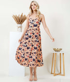 Orange Halloween Print Midi Dress - Unique Vintage - Womens, DRESSES, MIDI