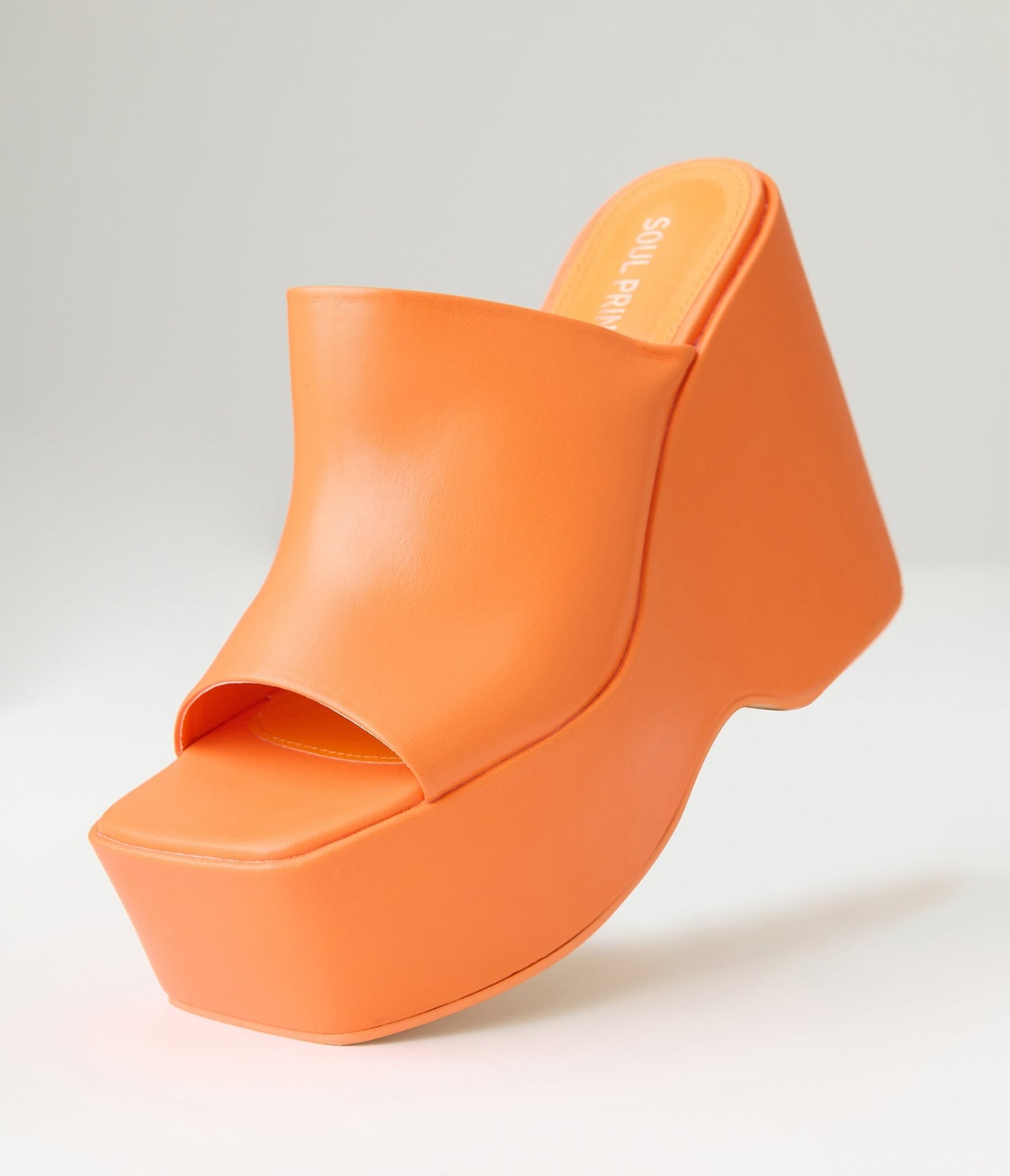 Orange Leatherette Wedge Platforms - Unique Vintage - Womens, SHOES, HEELS