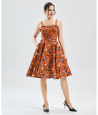 Orange Pumpkin Masquerade Kyla Swing Dress - Unique Vintage - Womens, DRESSES, SWING
