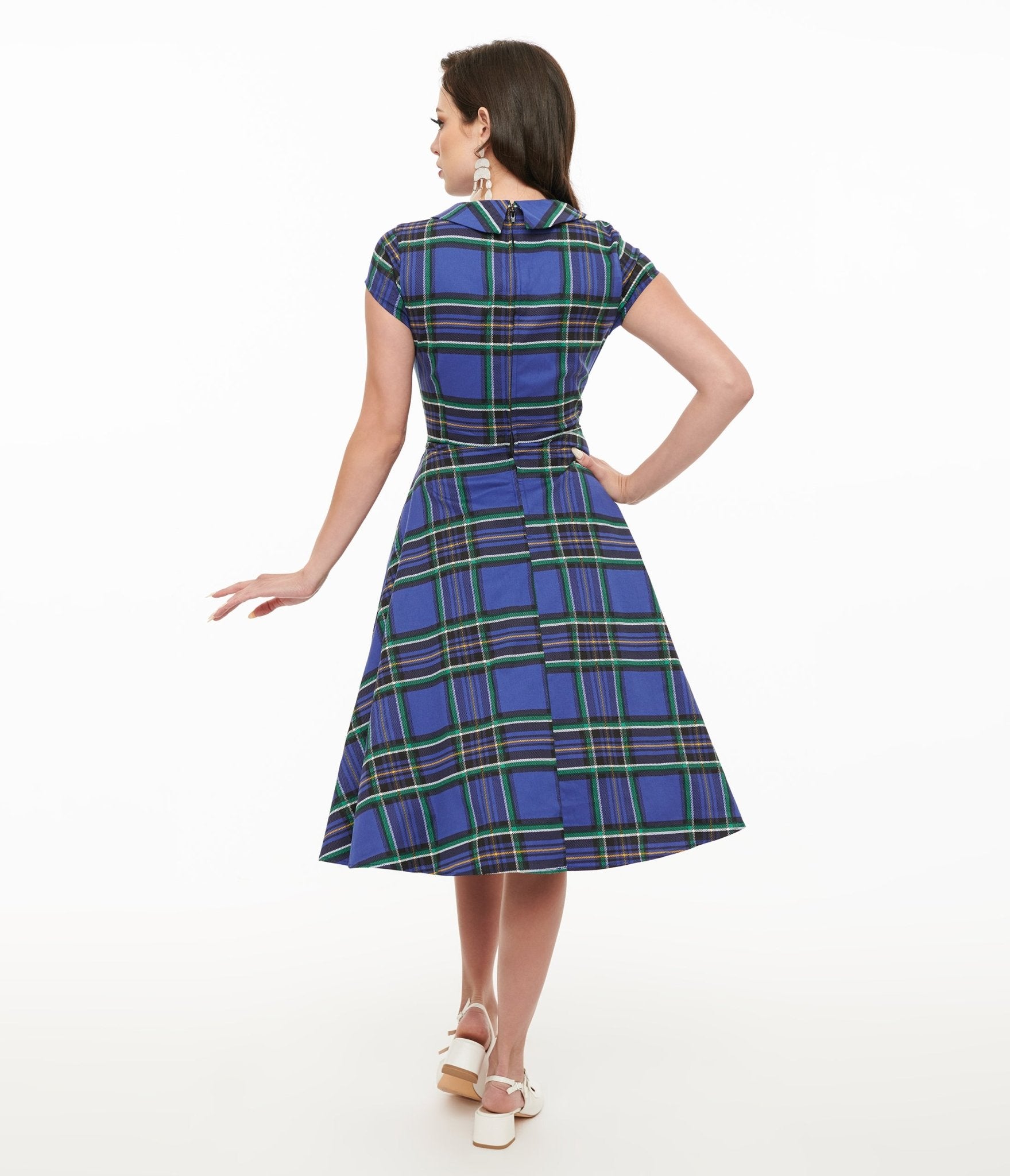 Orchid Bloom 1950s Blue Plaid Swing Dress - Unique Vintage - Womens, DRESSES, SWING