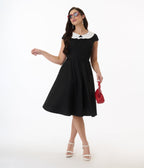 Orchid Bloom Black & White Bow Swing Dress - Unique Vintage - Womens, DRESSES, SWING